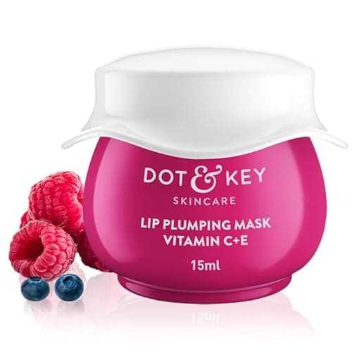 Image of Dot & Key Lip Plumping Mask With Vitamin C + E for Naturally Glowing, Fading Pigmentation, Smoothing Flaky & Dry Lips - Soft, Smooth & Plump (Wild Berries & Pomegranate) 15ml