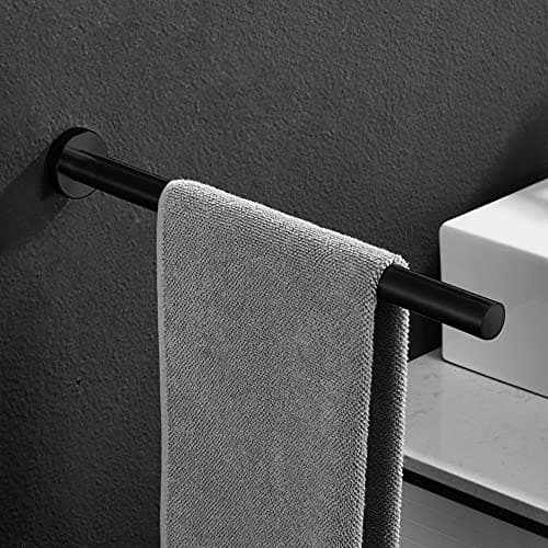 Image of Athyior 40cm Towel Bar Wall Mounted - SUS 304 Stainless Steel Towel Holder with Screws Hand Towel Rail Brushed Chrome Finish Rack for Bathrooms Kitchen Toilet Heavy Duty - Single Arm, Black Matte