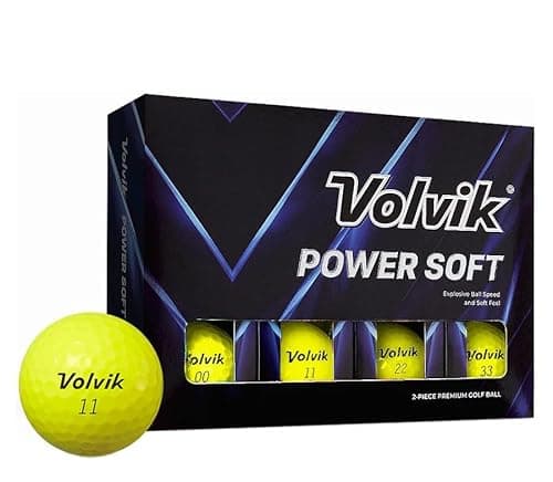 Image of Volvik Powersoft Yellow Golf Balls – New for 2025, 75 Compression, Glossy, 2 Piece Single Core, High Visibility Yellow, 12 Pack