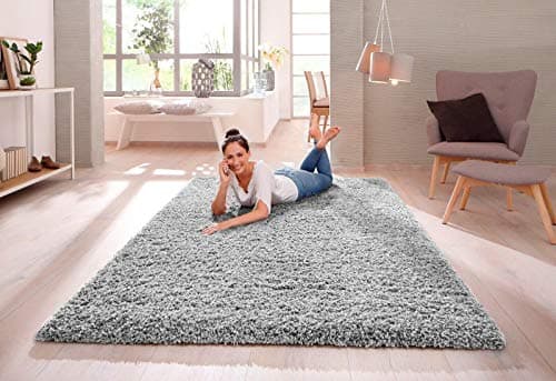 Image of SHAGGY RUG Modern Rugs Living Room Extra Large Small Rectangular Size Soft Touch 30MM / 3cm Thick Pile Living Room Area Rugs Non Shedding (Silver Light Grey, 120cm x 170cm (4ft x 6ft))