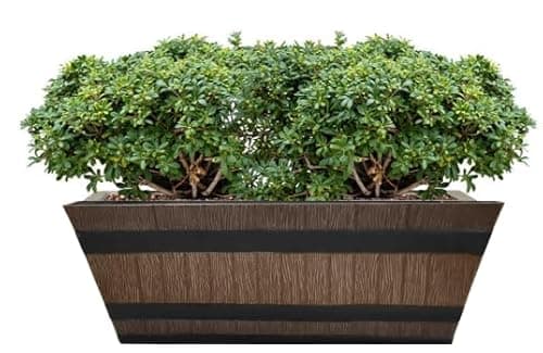Image of Fixtures Barrel Design Tan,Light Brown Trough/Planter 50x25.5x19.5cm