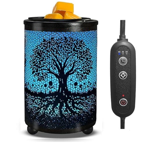 Image of Electric Wax Melt Warmer PTC Heating Plate with 7 Colors LED Changing Light Wax Warmer Fragrance Warmer for Home Office Gifts & Decor(Life tree)