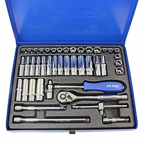 Image of 43pc 1/4'' dr Metric & AF, Imperial Socket Set, Ratchet, Bars US Pro