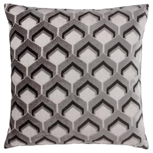 Image of Paoletti Ledbury Velvet Jacquard Cushion Cover, Grey/Black