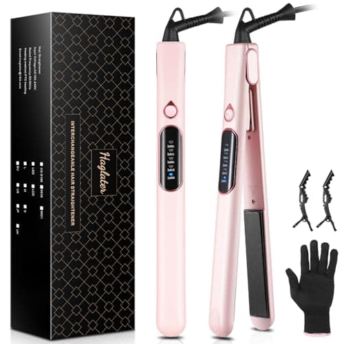 Image of Hair Straighteners for Women, Haglater 2 in 1 Straightener and Curler Ceramic Plates Flat Iron with Adjustable Temperature LCD Display Straightening Styling Tool for Long Hair