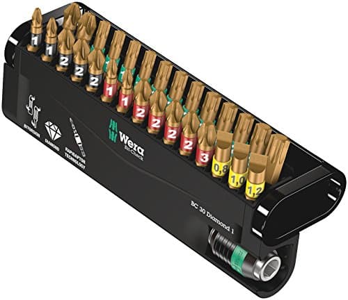 Image of Wera Bit-Check 30 Diamond 1 Anti Cam-out BiTorsion Long Life bit set for drill/drivers PZ,PH,TX,SL 30 piece, 05057431001