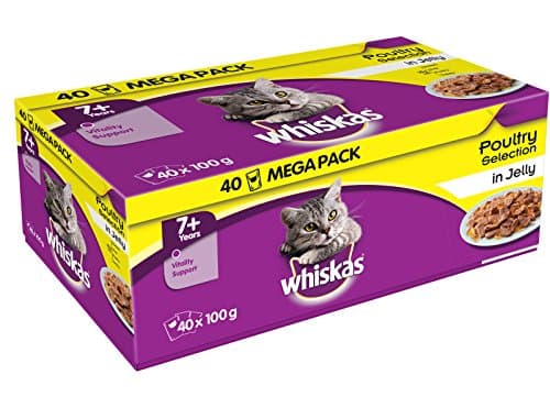 Image of Whiskas Poultry in Jelly Wet Senior 7+ Cat Food Pouches, 40 x 100g