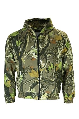 Image of Dallaswear Camo Hoodie for Men – Full Zip Tactical Combat Camo Hooded Sweatshirt, DPM Woodland/Urban, Fleece Lined, Outdoor/Military Style