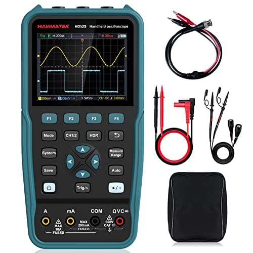 Image of HANMATEK 3 in 1 Handheld Oscilloscope Multimeter with 2 Channels HO52S 3.5"TFT Oscilloscop, 50Mhz Waveform Generator Multimeter Backlit Screen, Auto-Calibration Function, Memory Function, Multi Tester