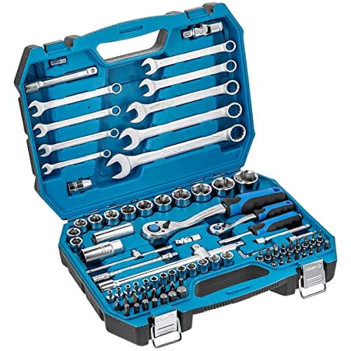 Image of HÖGERT TECHNIK - 85-Piece Tool Set with Socket Wrenches, Ratchet, Bits and Accessories, Cr-V Drop-Forged Tool Kit with 72-Tooth Ratchet for DIY, Home, Garage and Workshop