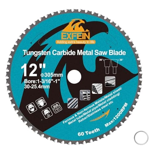 Image of 305mm 60T Metal Circular Cutting Disc - EXFEIN Tungsten Carbide Tipped Cutting Discs Bore 30mm for Steel Nickel Titanium Ferrous Metals Steel Pipe