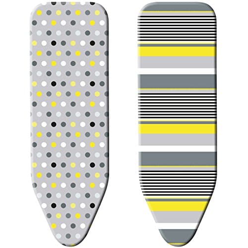Image of Minky Smartfit Reversible Ironing Board Cover, Reversible Design, Yellow and Grey Cover, Standard Fit to Suit All Ironing Boards,125 x 45 cm