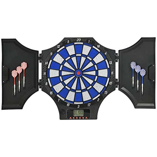 Image of SPORTNOW Electronic Dartboard Set with 31 Games, 285 Programs, Cabinet, 6 Soft Tip Darts, 6 Spare Tips, LCD Scoring Indicator for Party, Game Night, Gift