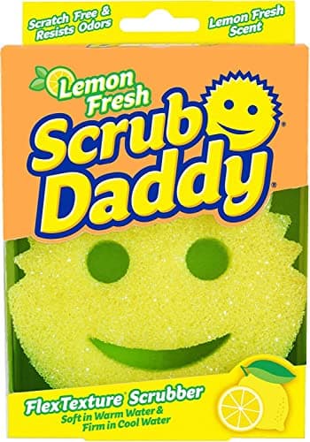 Image of Scrub Daddy Sponge - Lemon Fresh Scent - Scratch-Free Scrubber for Dishes and Home, Odor Resistant, Soft in Warm Water, Firm in Cold, Deep Cleaning, Dishwasher Safe, Multi-use, Functional, 1ct