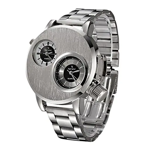 Image of Quartz Wrist Sport Analog Watch Stainless Date Mens Men's Watch Watch for Boy (Silver, One Size)
