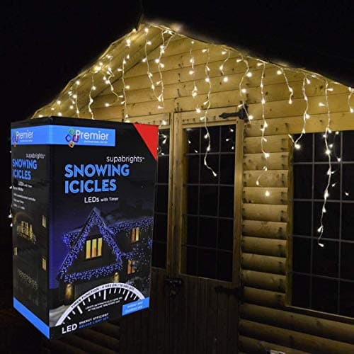 Image of Premier Decorations - 360 Multi Action Snowing Icicles LED Lights with Timer - Warm White