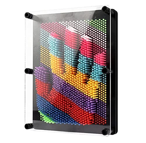 Image of Xsltkby 3D Pin Art Board Toy - Large Size Classic Pin Impression Desk Toys Sculpture for Children Adults 6 x 8 inches (Colorful Plastic)
