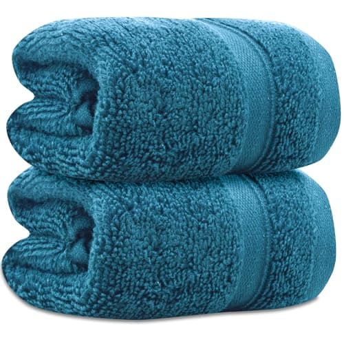Image of Towelogy Zero Twist Face Cloths 33x33cm - 100% Egyptian Cotton Washcloths Absorbent & Super Soft Hotel Quality Towels | Oeko-Tex Certified (2, Teal Blue)