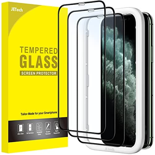 Image of JETech Full Coverage Screen Protector for iPhone 11 Pro Max/iPhone XS Max 6.5-Inch, Black Edge Tempered Glass Film with Easy Installation Tool, Case-Friendly, HD Clear, 3-Pack