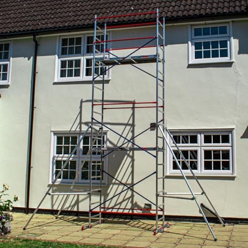 Image of Home Master DIY Scaffold Tower | Aluminium At-Home Scaffolding | 150kg Load Capacity, Quick Assembly, Trapdoor Platform | 6m