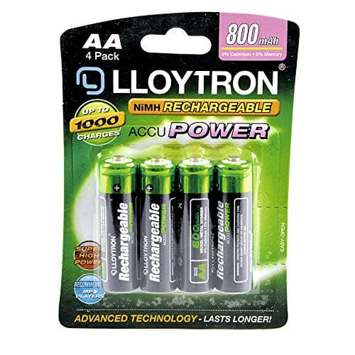 Image of LLOYTRON NiMH Rechargeable AccuPower Batteries / AA Size / 800mAh / 4 Pack - B011
