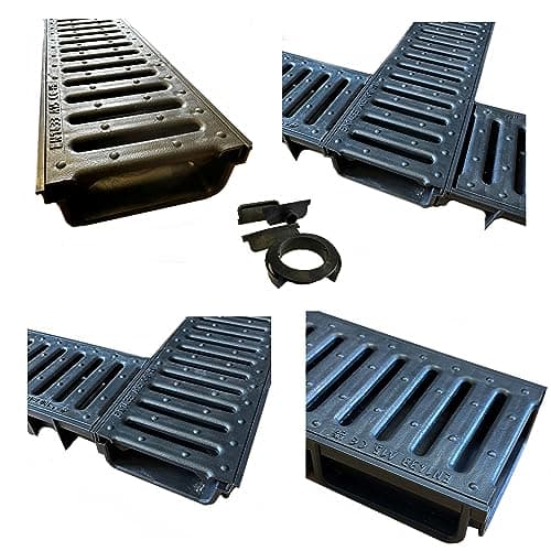 Image of Future Build Supplies Ltd 3 x Black Ultra Low Profile Shallow Flow Drain Plastic Grating 50mm Deep x 1m Length x 125mm Width Drainage Channel suitable for Garden Patios and Driveways