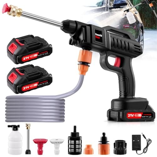 Image of Cordless Pressure Washers UK 1500W, 21V Handheld Portable Washer, Battery Jet Wash with Nozzle and 5m/16.5ft tube for Car, Watering Flowers, Cleaning Floors