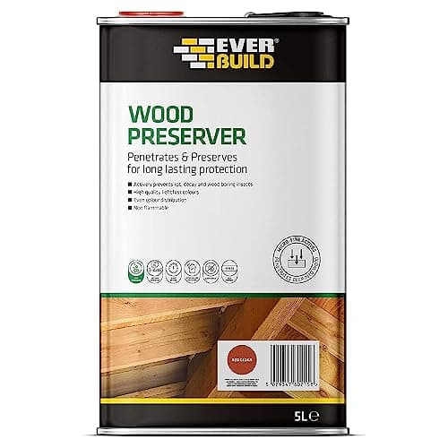 Image of Everbuild Wood Preserver – Interior And Exterior Use – Low Odour – Quick Drying – Long Lasting Protection – Red Cedar – 5 Litres