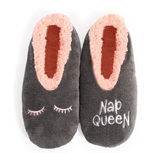 Image of Splosh Women's Nap Queen Slippers - Large slippers women with a fun sleepy design to keep you comfy in soft, fluffy ladies slippers. Soft sole slipper gifts for women that are anti-slip and stylish!