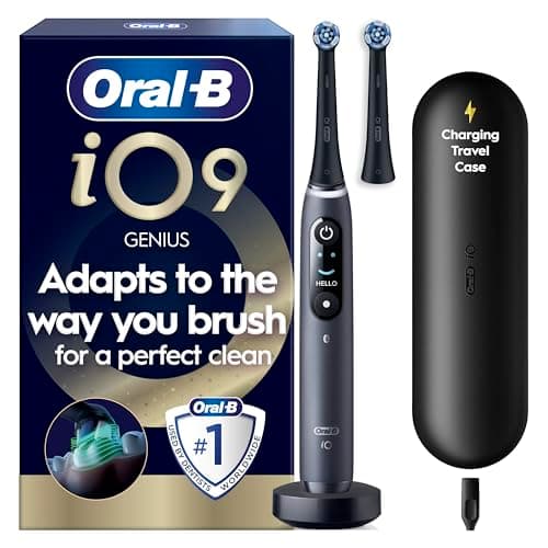 Image of Oral-B iO 9 Electric Toothbrush, 2 Toothbrush Heads, 1 Fast Charging Travel Case, Oral B Special Edition Black, Designed by Braun