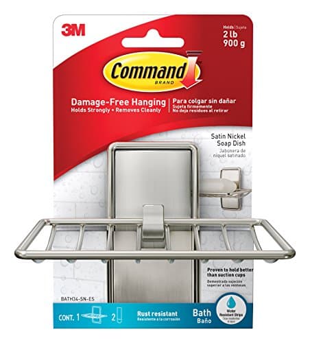 Image of Command Bath Soap Dish, Satin Nickel, 1 Soap Dish + 2 Water-Resistant Adhesive Strips - Damage Free Hanging - Holds up to 900 g