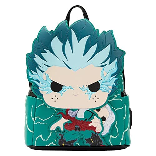 Image of Loungefly Pop My Hero Academia Deku Infinity Cosplay Mini Backpack, Green, Light Blue, One Size, Daypack Backpacks