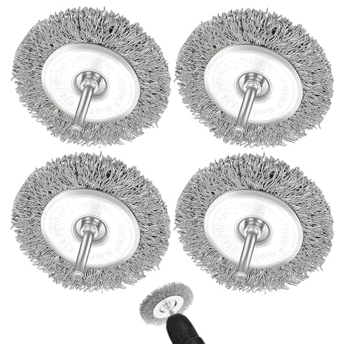 Image of Oiieco Wire Brush for Drill, 4 Pcs 100mm Rotary Steel Wire Wheel Brush Set, Crimped Carbon Steel Cup Brushes with 6mm Shank for Rust Removal, Paint Stripping & Weld Cleaning – Drill Brush Attachments