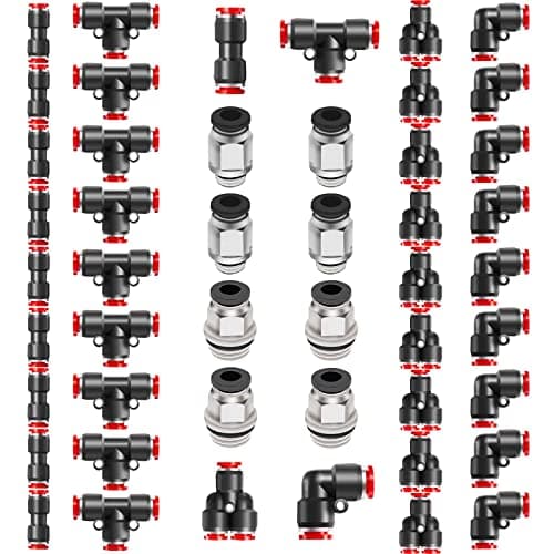 Image of Pronese 48 Pcs Quick Release Plastic Pneumatic Air Line Fittings, 8mm Straight/Elbow/T/Y Push Connectors, G1/4 8mm, G1/8 8mm Push to Connect Fittings Kit