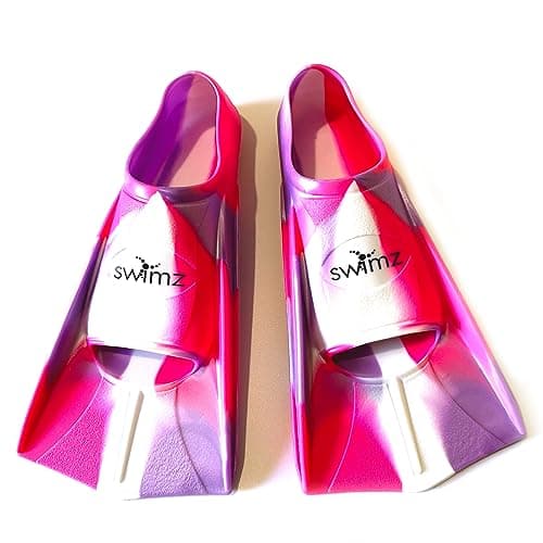 Image of Swimz Short Blade Silicone swim Training Fins - Pink / White / Purple (UK 4-5 (37/38))