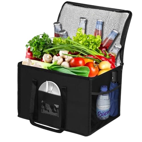 Image of Beautyshow Cooler Bag, 40L Large Picnic Bag, Foldable Durable Grocery Shopping Bags, Insulated Cool Bags for Picnic, Camping, Beach, BBQ, Shopping, Family Outdoor Travel (Upgrade)