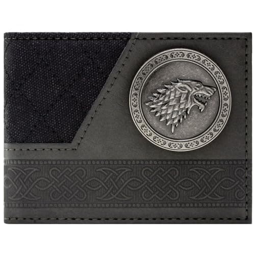 Image of Game of Stark Thrones Winter is Coming Direwolf Emblem Wallet Bi-Fold ID & Card Holder, Grey