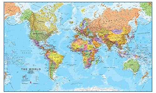 Image of Maps International - Giant World Map - Mega-Map of The World - 80 x 46 - Updated 2025 - Full Lamination