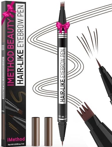 Image of iMethod Microblading Eyebrow Pen - Eyebrow Pencil Magical 2-in-1 Dual-Ended Eye Brow Pencils for Women with 4-Fork-Tip & Precise Brush-Tip Create Natural Hair-Like Brows, Last All-Day, Dark Brown