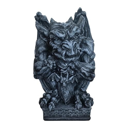 Image of Relaxdays Gargoyle Figurine, Gothic Garden Ornament, HxWxD 42x28x28 cm, Polyresin, UV-resistant, Weatherproof, Grey