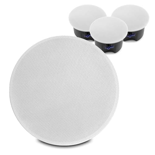 Image of Power Dynamics PS65 6.5" 2-Way Commercial Ceiling Speakers with Built-In Backbox (Set of 4) - 100V & 16 Ohm, Flush-Mount Design, Magnetic Grille, Bass Reflex Ports for Offices & Retail