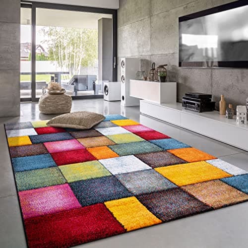 Image of Paco Home Large Rug Short Pile Livingroom Modern Geometric Pattern 3D, Size:120x170 cm, Colour:Multicolored