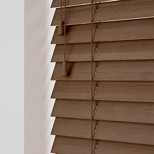 Image of Custom Made To Measure Real Wooden Venetian Blinds with strings (50mm Slats) (Chestnut Oak, 40cm - 60cm (Width) x Up To 120cm (Drop))