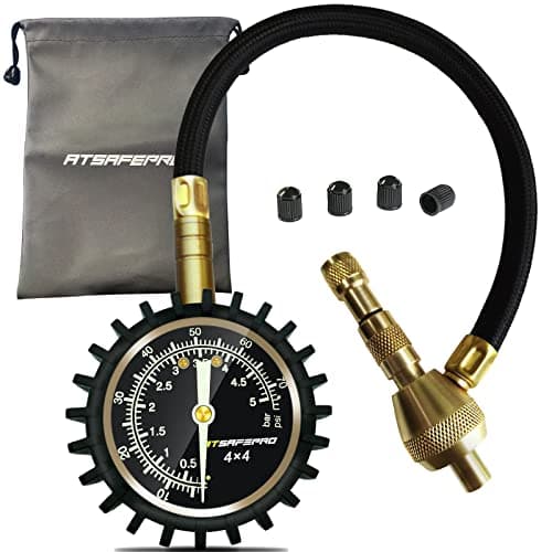 Image of ATsafepro Tyre Deflator Pressure Gauge, 2 in 1 Professional Car Tyre Pressure Gauge 75Psi with Bleed Valve Special Chuck for 4X4 Large Off Road Tyres