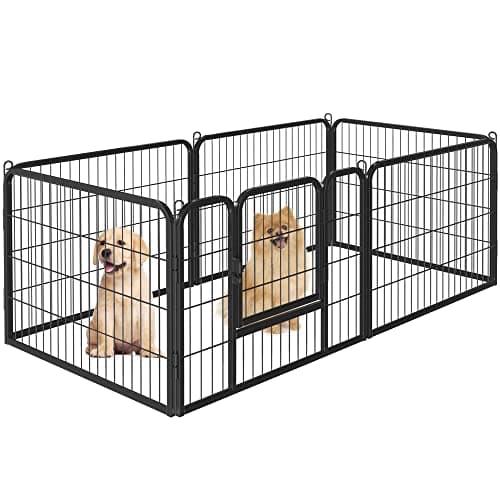 Image of Yaheetech Dog Playpen, 6 Panel Puppy Play Pen Heavy Duty Pet Exercise Fence for Garden/Yard 60cm Height