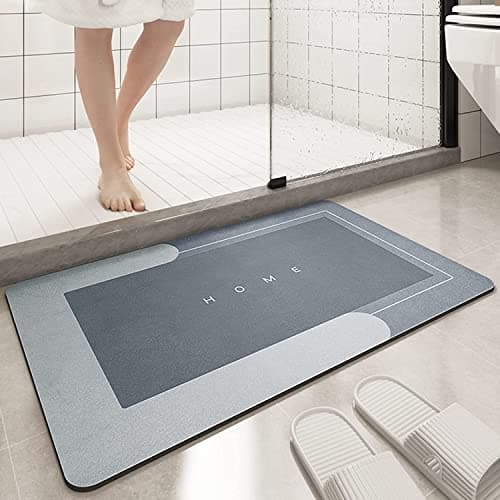 Image of Bingobang Absorbent Bath Mat Non Slip Anti Mould 45 x 75 cm, Diatom Mud Bathroom Shower Floor Mat, Quick-Dry 4 Layer Thickened Rug for Bedroom, Kitchen, Toilet, Door