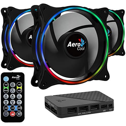 Image of Aerocool Eclipse 12 Pro Bundle – 3 x ARGB fans 120mm, 1 x H66F HUB, Remote Control, RGB LED Dual Slim Ring Lighting, Includes 6-pin connector, Curved blades and Anti-Vibration Pads, PC Fan, Black