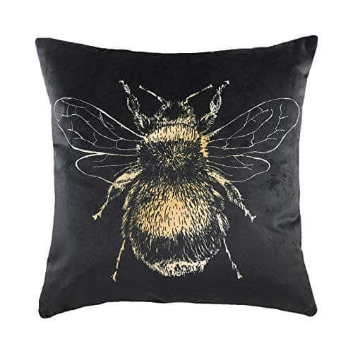 Image of Evans Lichfield Gold Bee Cushion Cover, Black, 30 x 50 cm