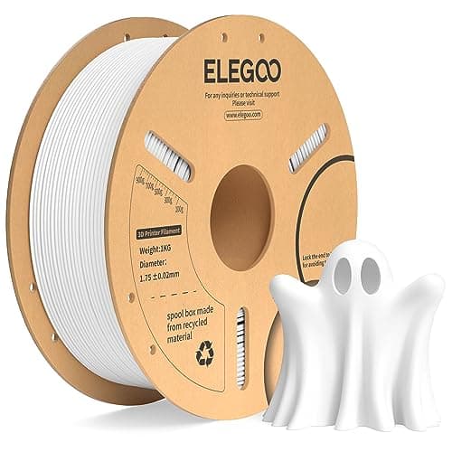 Image of ELEGOO PLA+ Filament 1.75mm White 1KG, PLA Plus Tougher and Stronger 3D Printer Filament, Dimensional Accuracy +/- 0.02mm, 1kg Cardboard Spool(2.2lbs) Fits for Most FDM 3D Printers