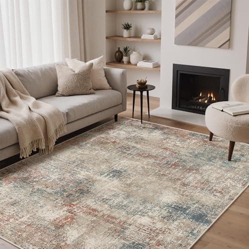 Image of GENIMO Rug Living Room Large 160x230cm, Modern Abstract Area Rugs Washable, Non-Slip Floor Carpet Minimalist, Low Pile, Non-Shedding, Dining Room, Office, Bedroom, Kitchen, Hall, Lounge, Indoor Decor